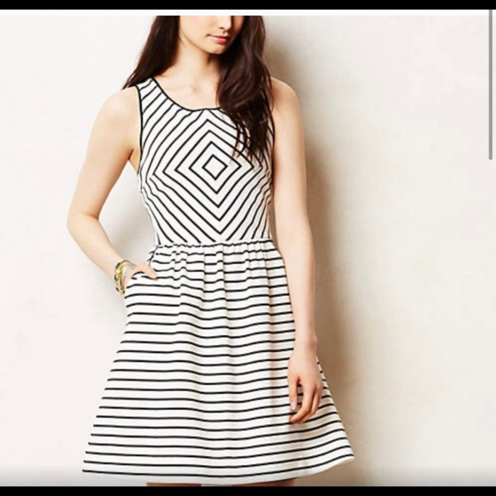Anthropologie Maeve Black and White Dress